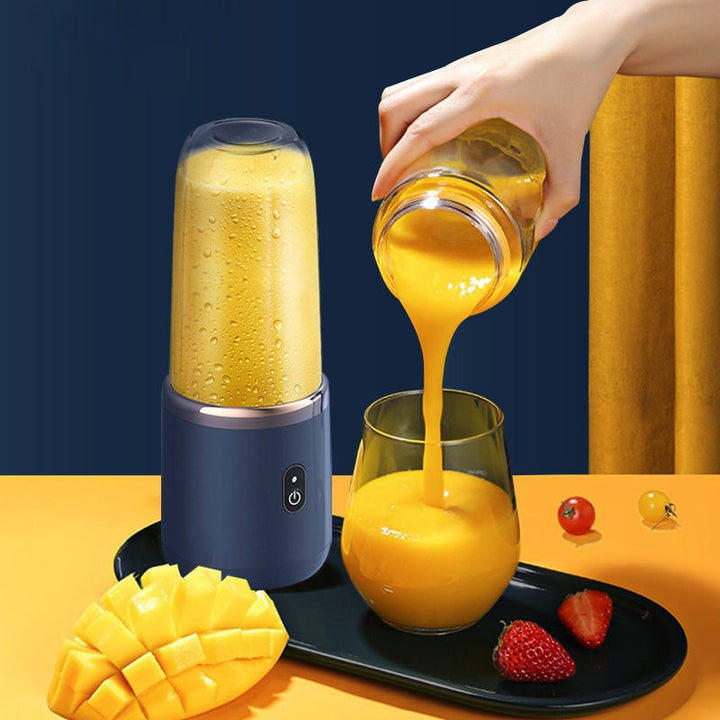 Bærbar blender i rosa, 6 blader for raske og smakfulle smoothies, perfekt for en sunn livsstil.
