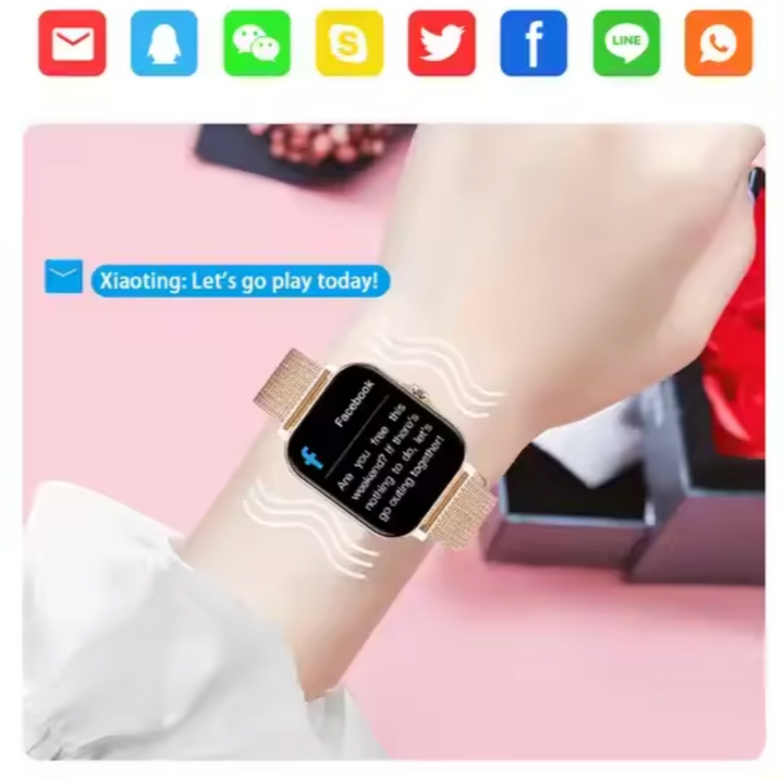 Vanntett smartklokke for kvinner, ideell for sport og aktivitet. Med aktivitetstracker og pulsmåler.