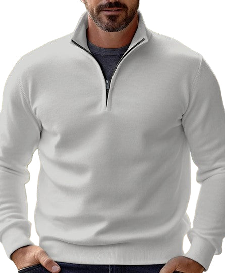 Enkel herre half zip genser, komfortabel og allsidig for hverdagsbruk.