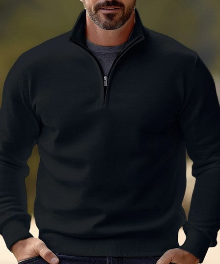 Stilfull herre genser med half zip, ideell for lag-på-lag på vår og høst.