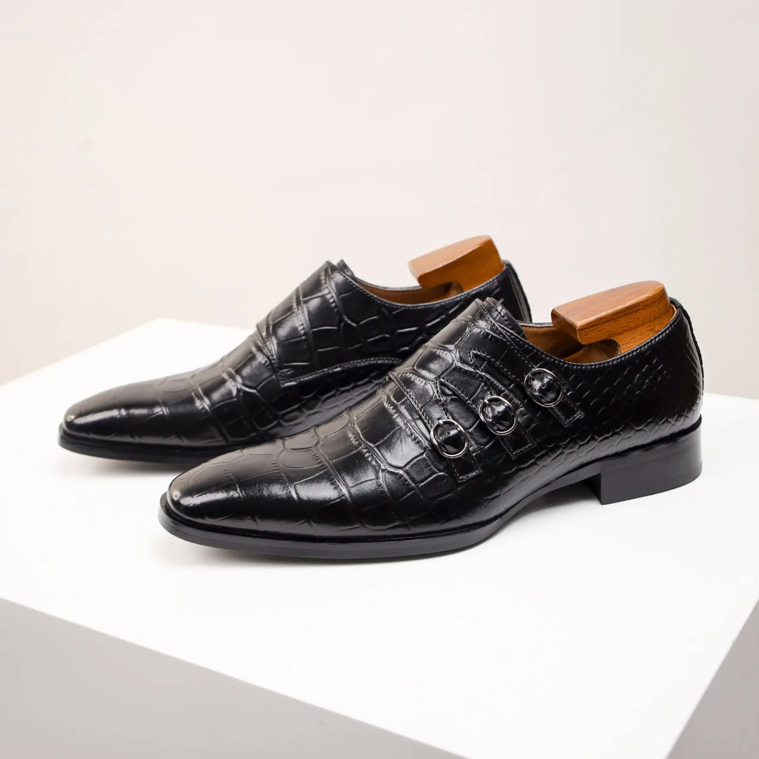 Sofistikerte herresko med spenne, perfekte som festsko eller elegante kontorsko. Brune business- og dressko.