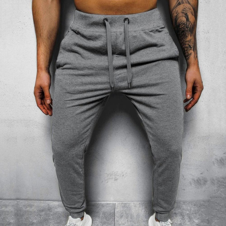 Myk bomullsblanding herre joggebukse, slim fit med sidelinjer, maks komfort.