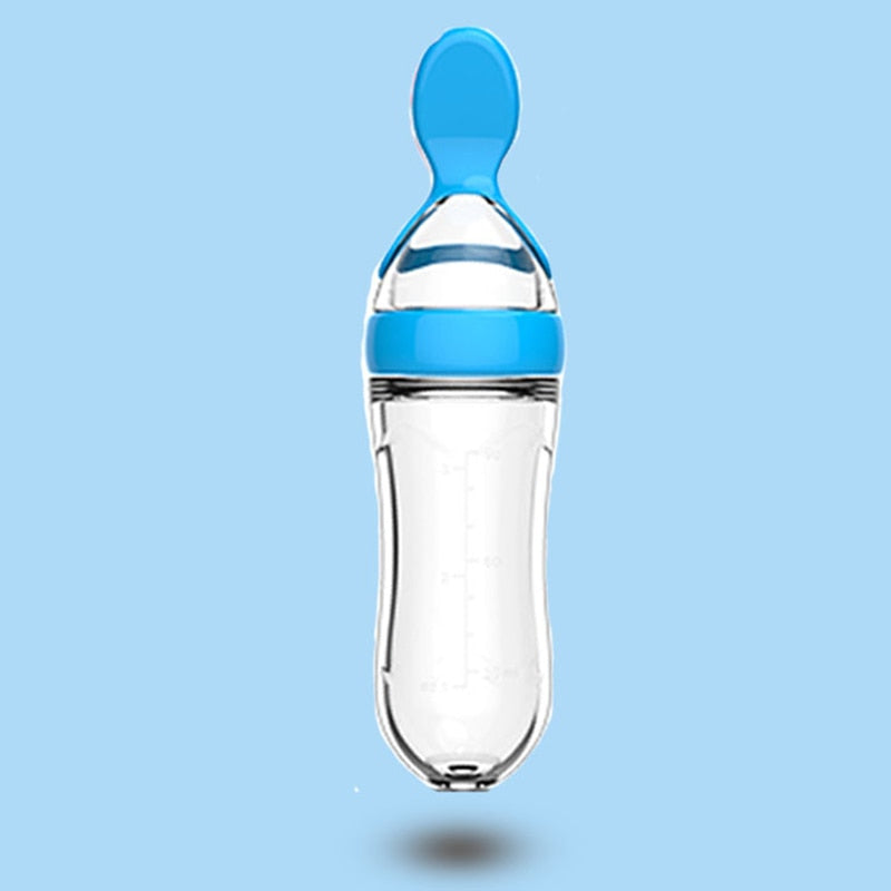 Ren og enkel måltidstid med denne innovative silikonflaskeskjeen for baby.