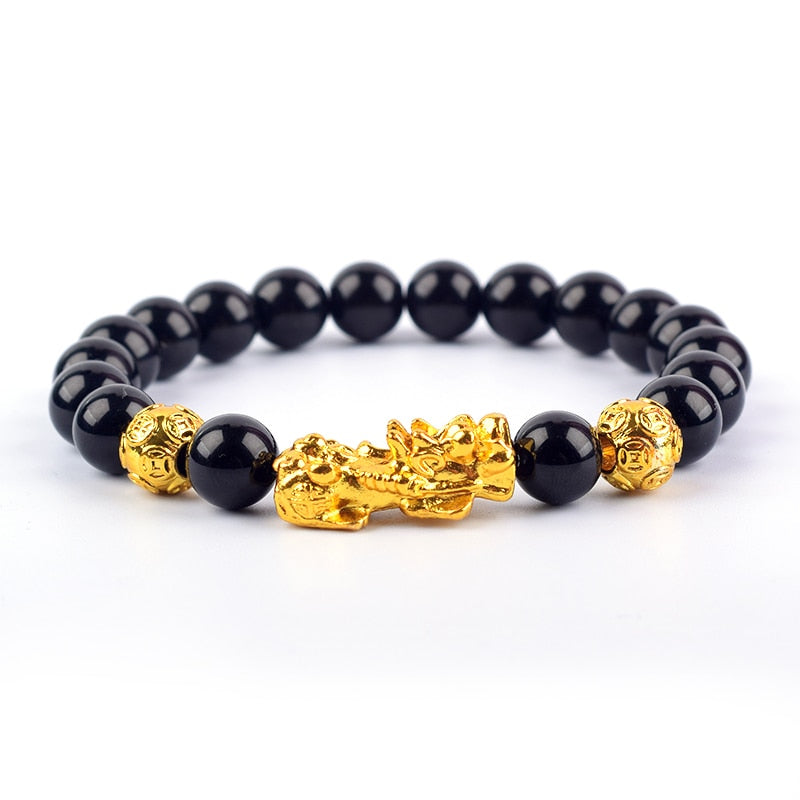 Stilfullt unisex armbånd med svart obsidian edelsten. Perfekt som Feng Shui smykke.
