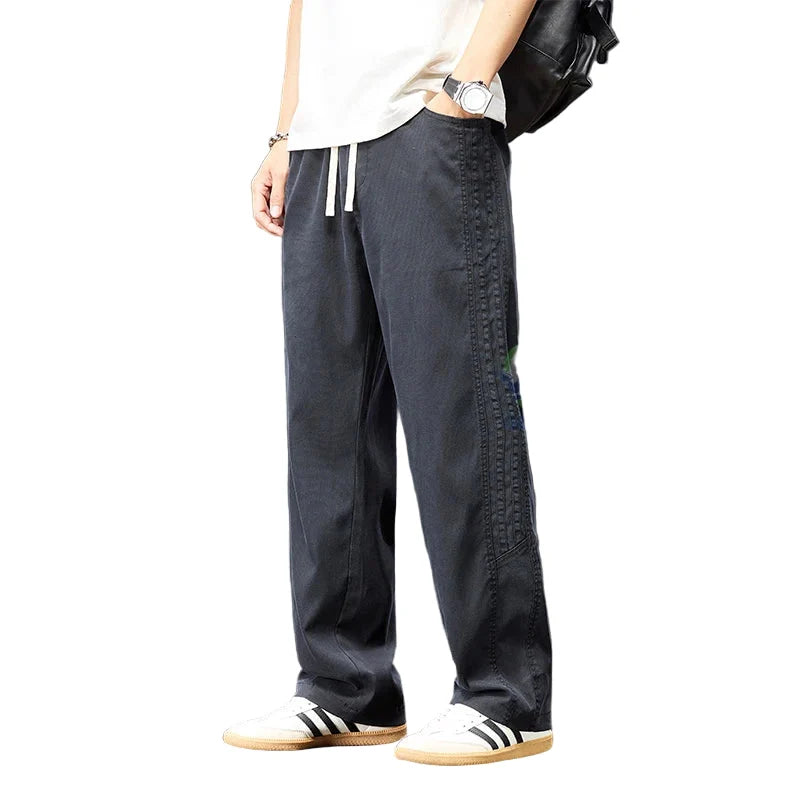 Behagelige lyocell joggebukser for menn, pustende vide ben. Perfekt for sommer og fritid.