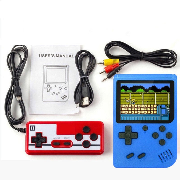 Fargerik retro spillkonsoll for barn og voksne, fylt med 400 klassiske spill.
