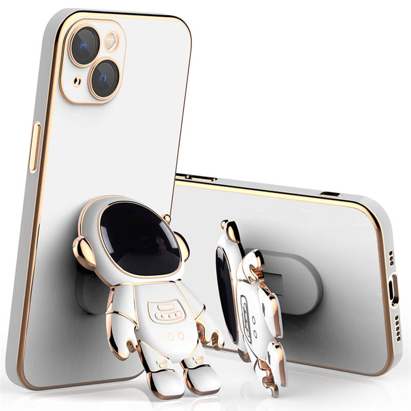 TPU-deksel for iPhone med stilig astronautmotiv og handy stativfunksjon. God mobilbeskyttelse.