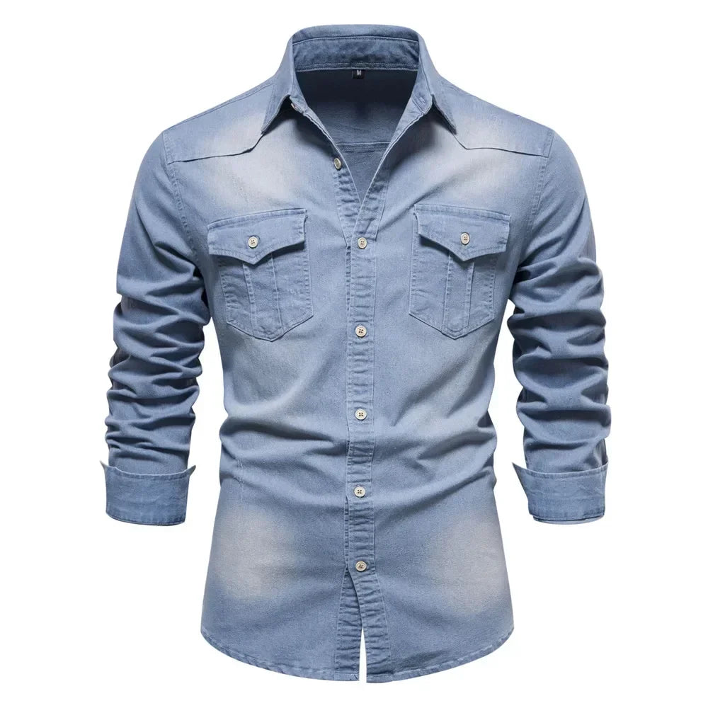 Allsidig herre slim fit denimskjorte for casual, fritid eller hverdagsstil. Perfekt menns mote.