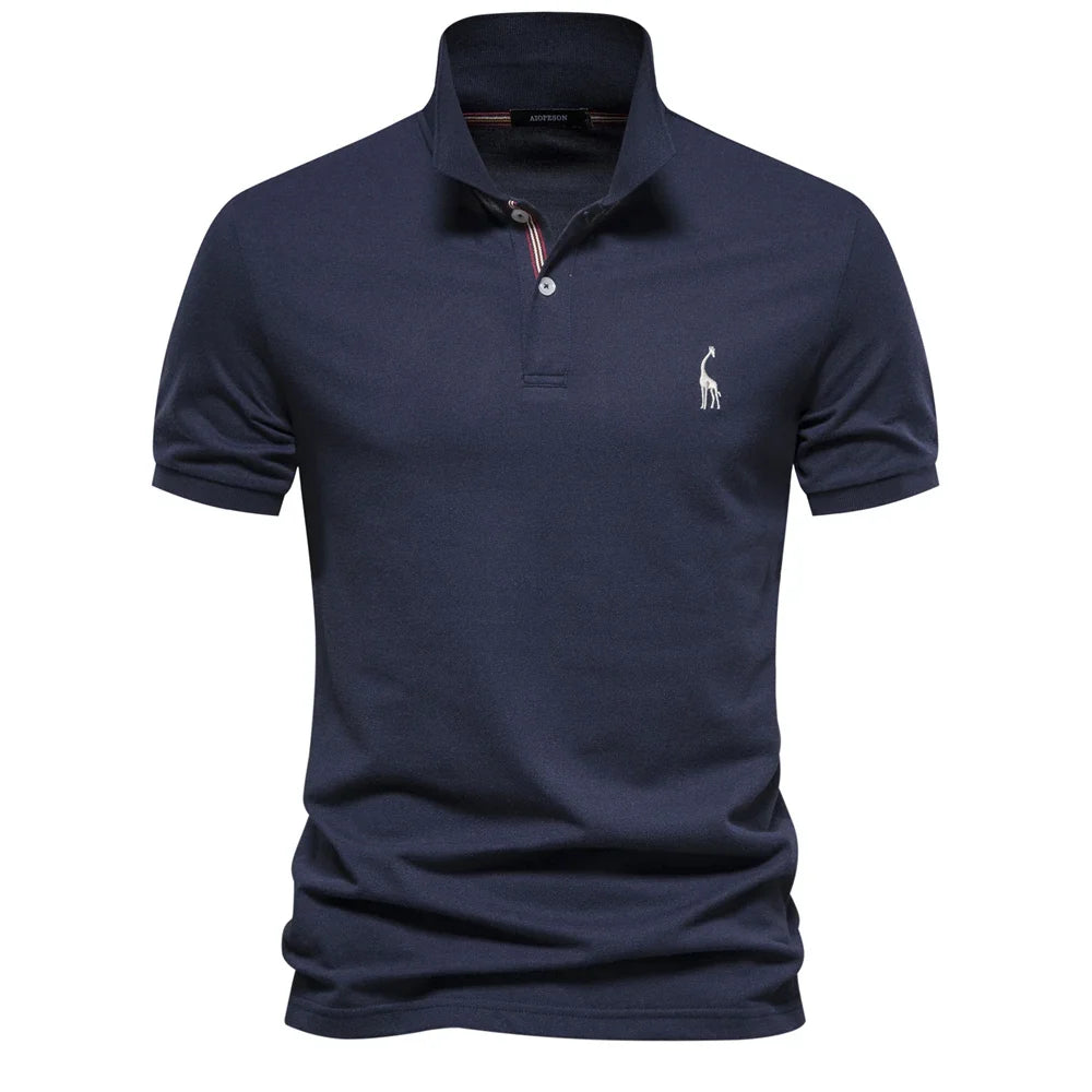 Tidløs ensfarget herre pique polo i bomull, kortermet design for alle menn.