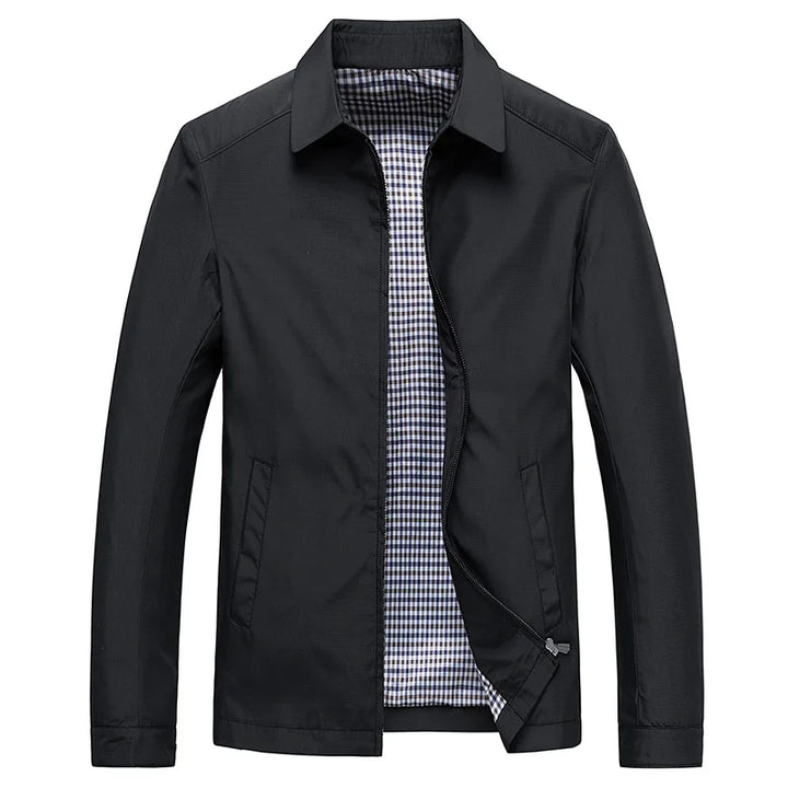 Elegant herre tynn business casual jakke med ståkrage, ideell for vår og høstbruk, komfortabel hverdagsjakke.
