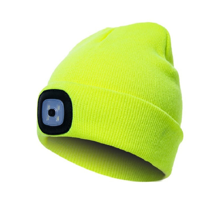 Varm unisex LED-lue med oppladbar belysning, perfekt for vinter og utendørsaktiviteter med klar sikt.