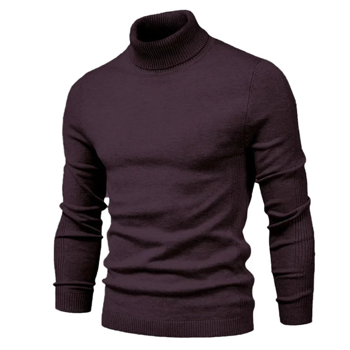 Elegant svart høyhalset strikkegenser for menn, slim fit og varm til vinteren.