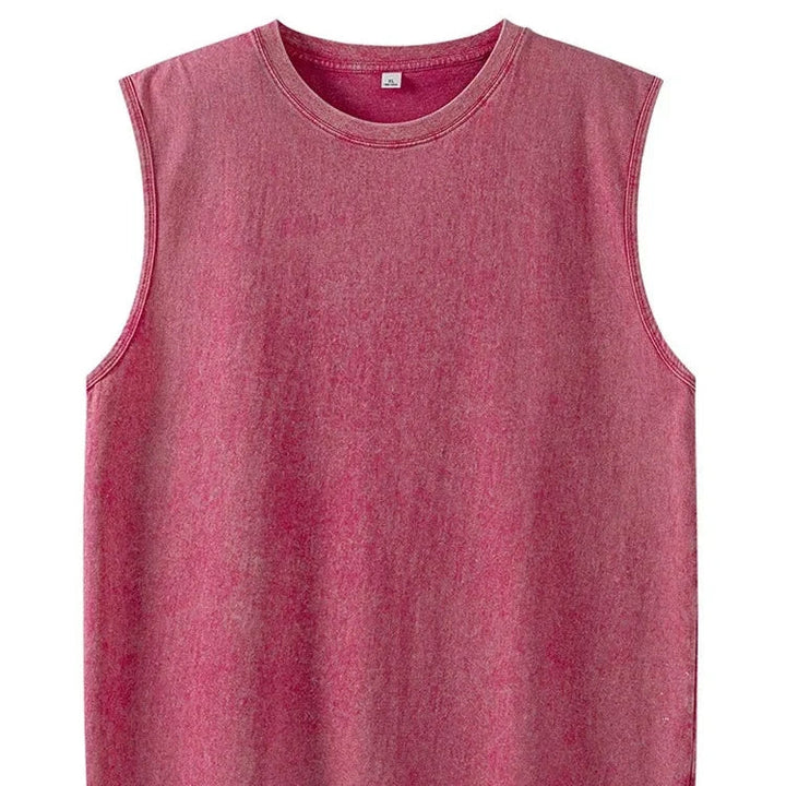 Militærgrønn herre tank top, vasket effekt. Sporty ermeløs topp for trening & fritid.