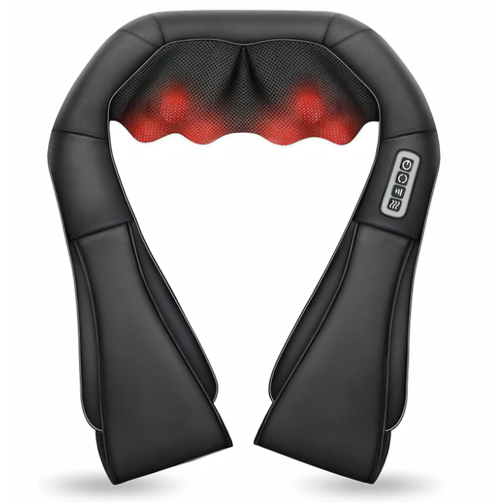 Shiatsu nakkemassasjeapparat med varme og 4D-dybdemassasje for nakke, skuldre og rygg. Gir muskelavslapning.
