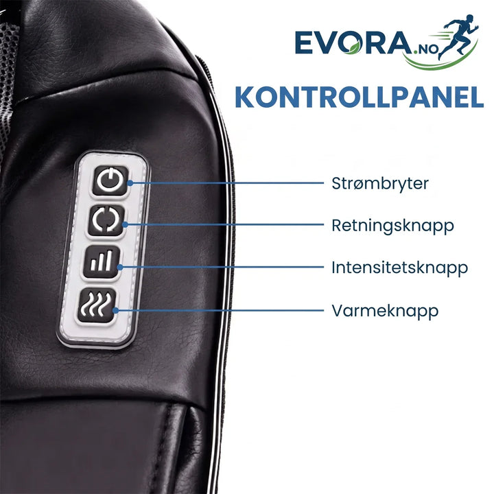 Mann bruker Shiatsu massasjeapparat på ryggen for dyp muskelavslapning og smertelindring etter trening.