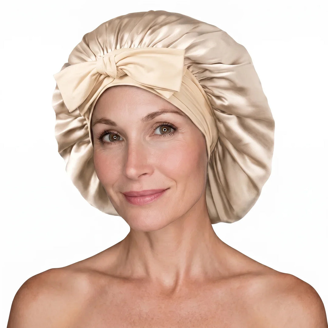 Elegant unisex silkebonnet som sovelue for optimal hårpleie og beskyttelse om natten.