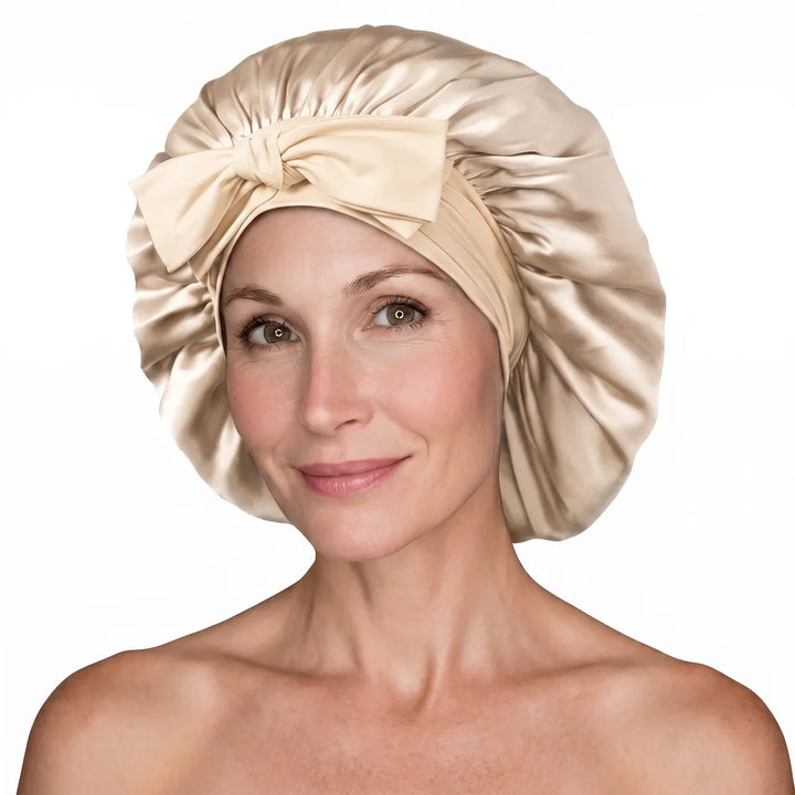 Elegant unisex silkebonnet som sovelue for optimal hårpleie og beskyttelse om natten.