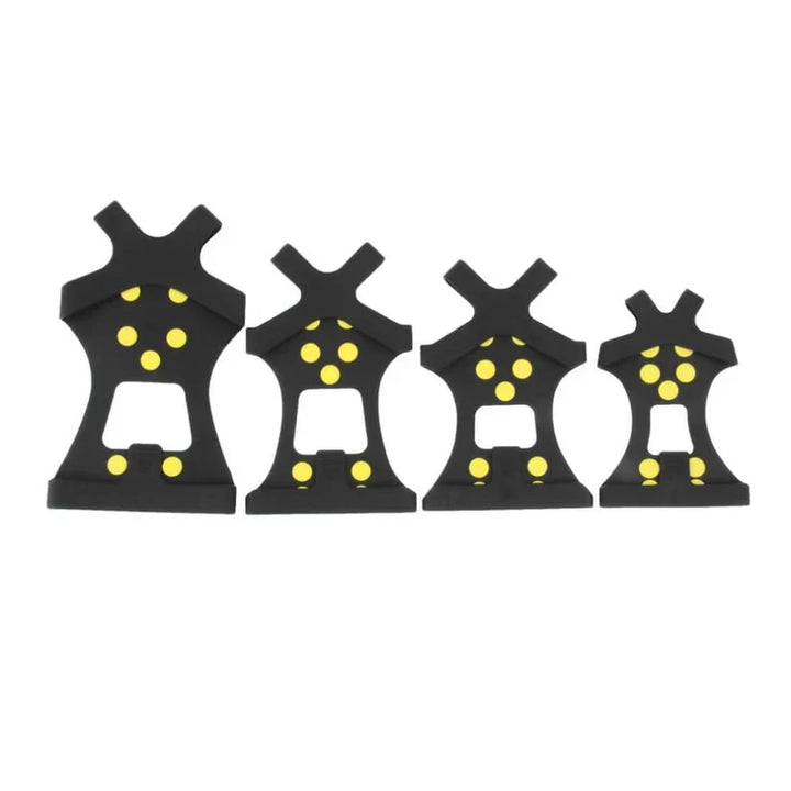 Par universelle isbrodder med robuste metallpigger. Enkel montering for sikkert snøgrep på alle sko.