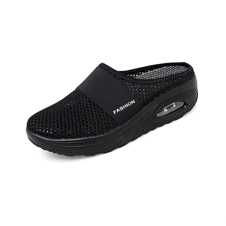 Ergonomiske damesko i pustende mesh med støtdemping. Komfortable slip-in tøfler for kvinner.