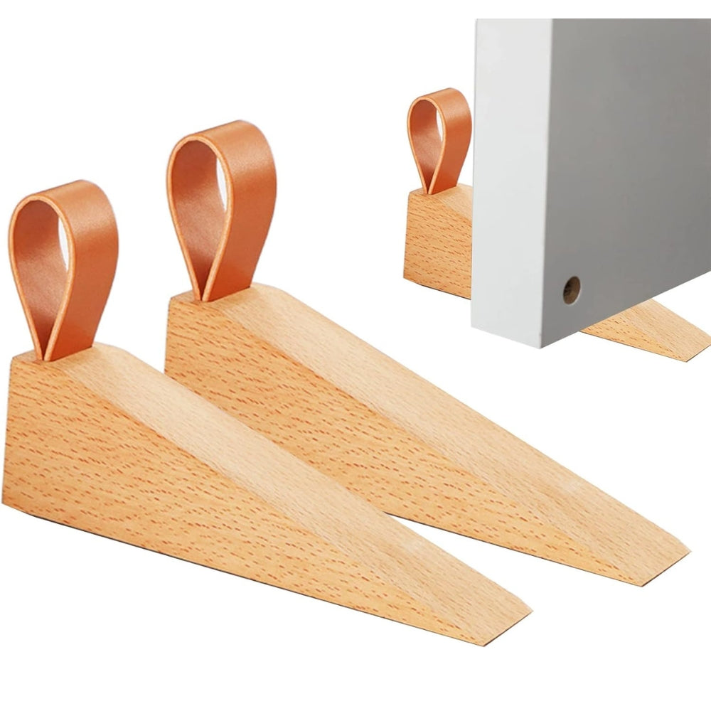 Stilren design dørstopper i tre, elegant interiør for å holde dører åpne i hjem og kontor.