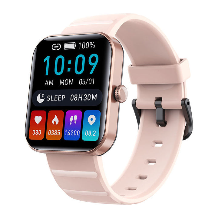 Bærbar smartklokke med AMOLED-skjerm, pulsmåler og stressmåling for bedre helse.