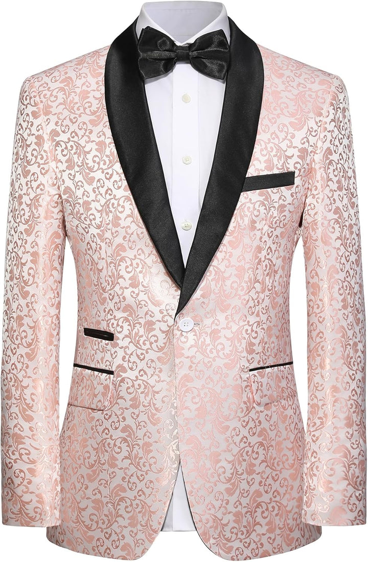 Elegant herresmoking med satinrevers og matchende sløyfe. Ideell for bryllup, galla og formelle begivenheter.