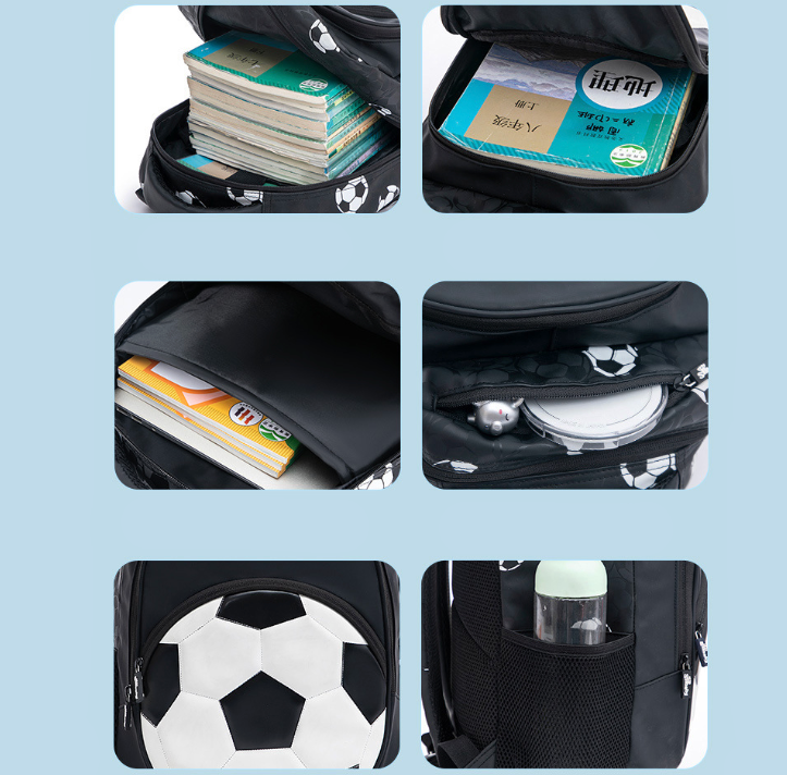 Trendy fotballryggsekk for barn, robust Oxford-stoff. Ideell barnesekk for skole, sport og fritid.