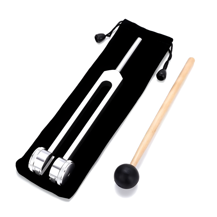 Aluminium stemmegaffel 128Hz, ideell for dyp avslapning, lydterapi og meditasjon. Støtter velvære og healing.
