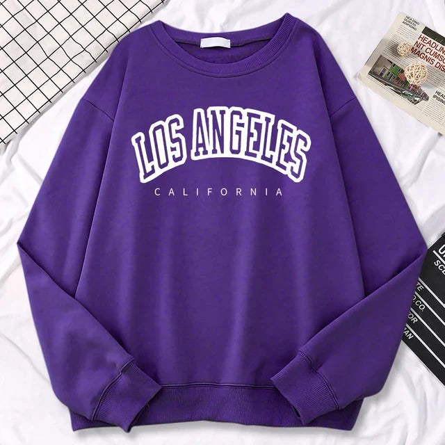 Streetstyle Los Angeles-pullover, komfortabel overdel for kvinner som elsker bymote.