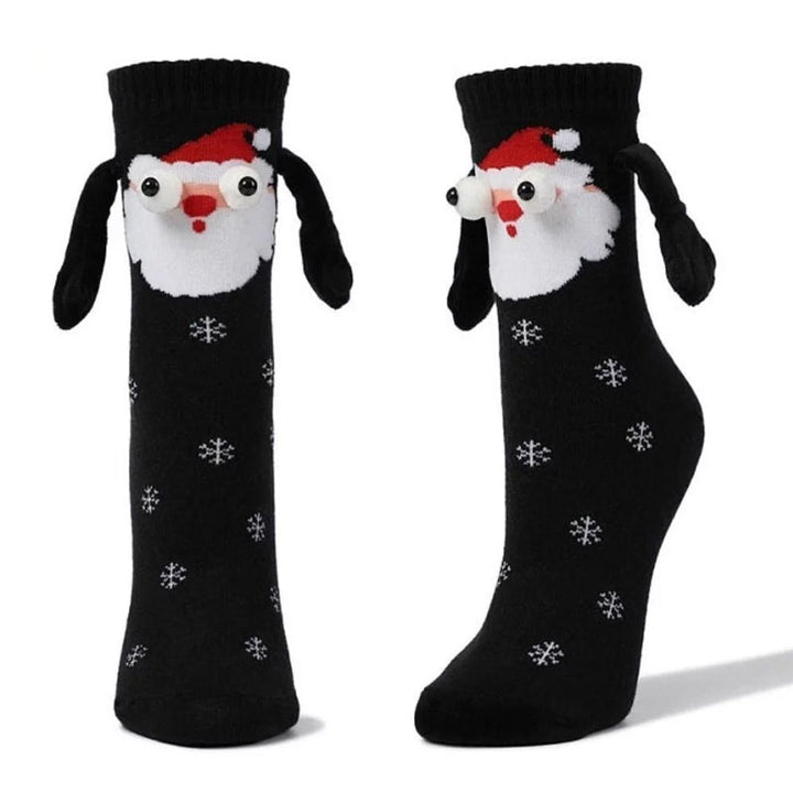 Unisex julesokker med magnetisk hånd i hånd funksjon, ideelle festlige sokker for par.