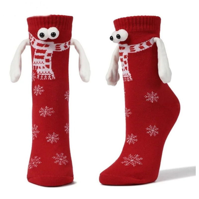 Myke bomull julesokker med magnetisk funksjon, perfekt for par og en unik julegave.