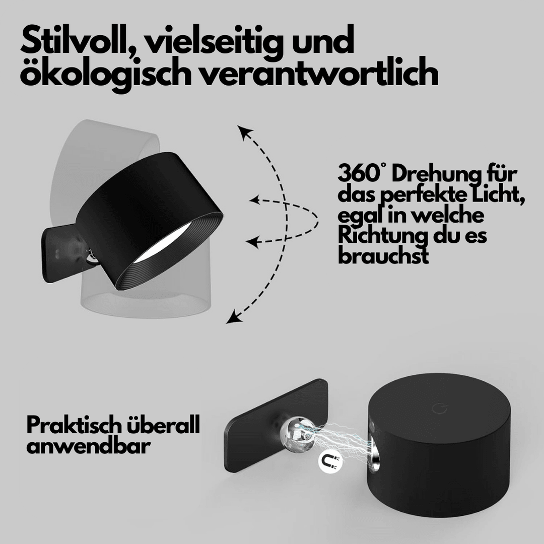 Moderne trådløs leselampe med justerbar lysretning, ideell for detaljarbeid eller avslappende kveldslesing.