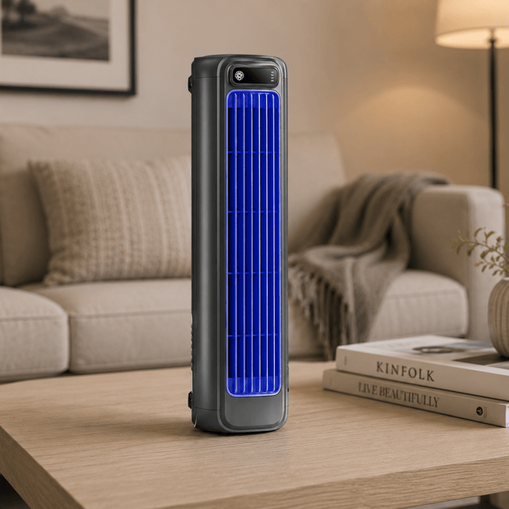 Kompakt, trådløst klimaanlegg i moderne design, perfekt for soverom og kontor. Gir optimal komfort, hvit/grå.