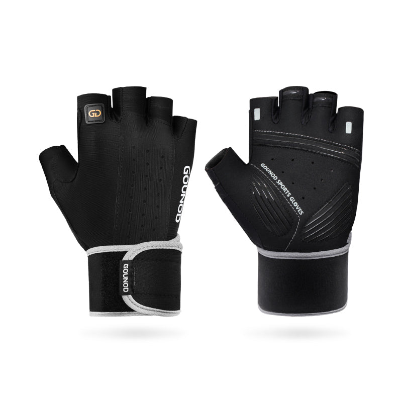 Ergonomiske fitnesshansker, unisex, med sklisikkert grep og justerbar håndleddsstøtte for sikker trening.