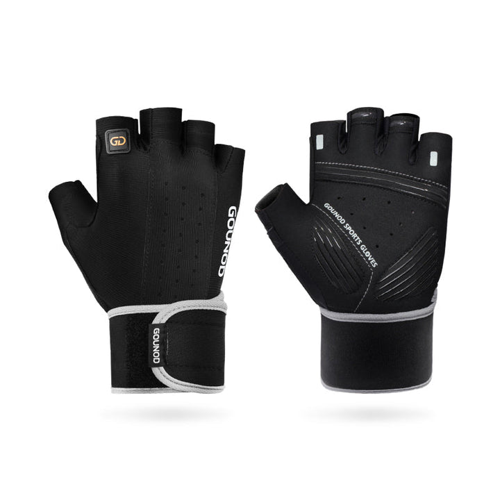 Ergonomiske fitnesshansker, unisex, med sklisikkert grep og justerbar håndleddsstøtte for sikker trening.