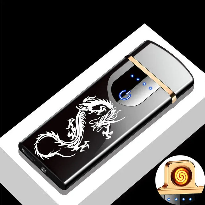 Unisex USB plasmalighter, robust, vindbestandig, moderne, ideell for utendørsbruk.