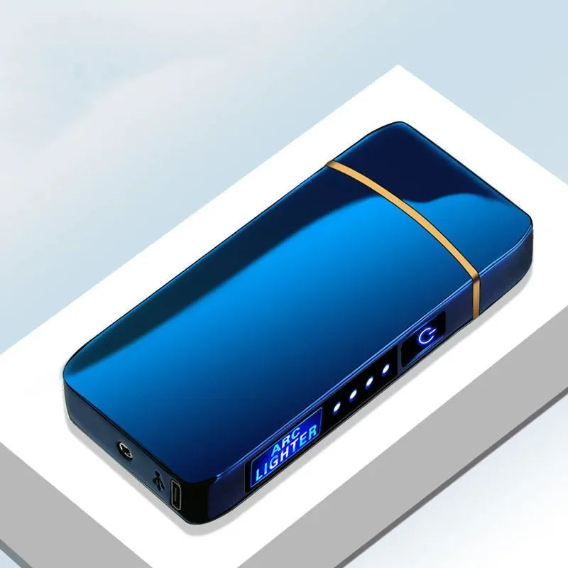 Oppladbar plasmalighter, svart, robust, vindbestandig, USB-lading for hjem og utendørs.