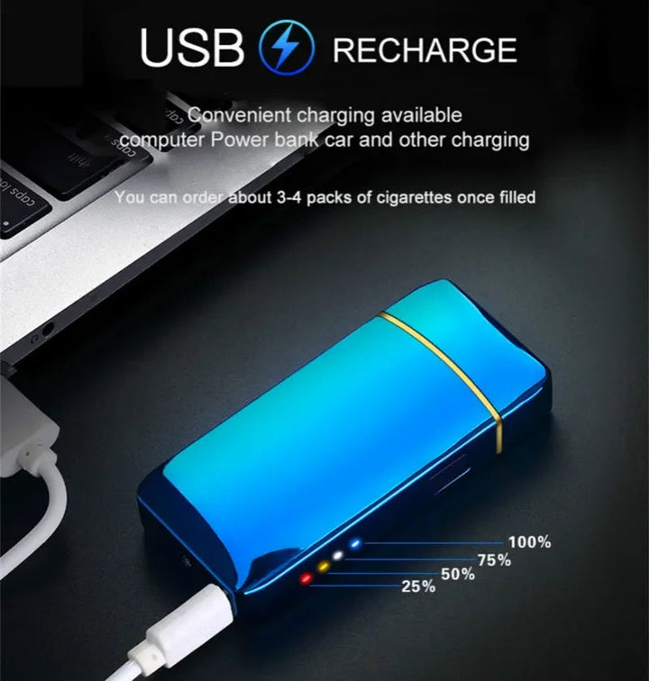 Moderne USB-lighter, oppladbar plasmalighter, robust design, ideell for hverdagsbruk.