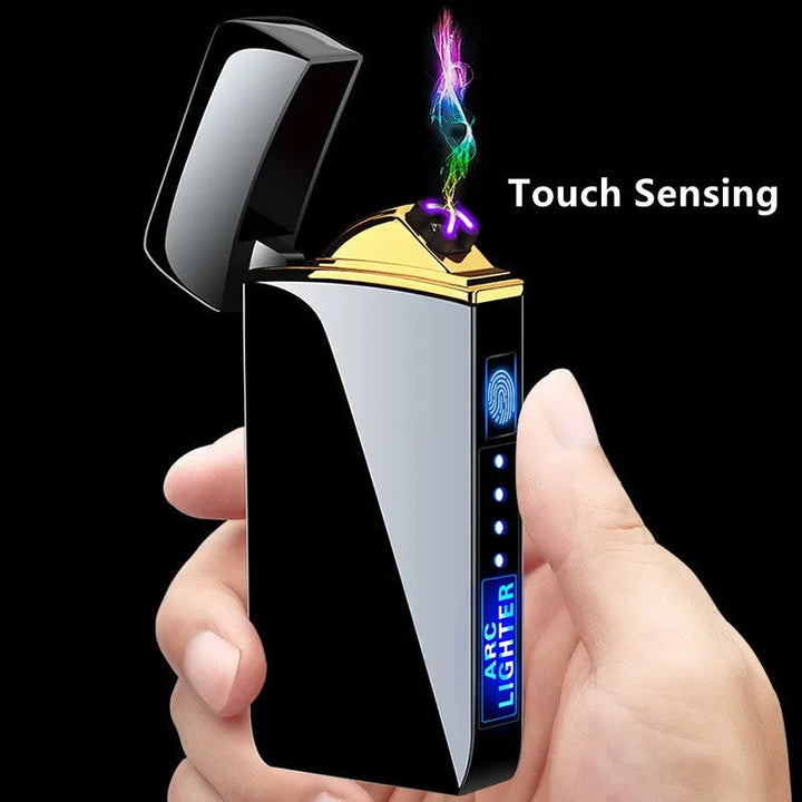 Robust metall plasmalighter, unisex, USB oppladbar, vindbestandig, for campingtur.