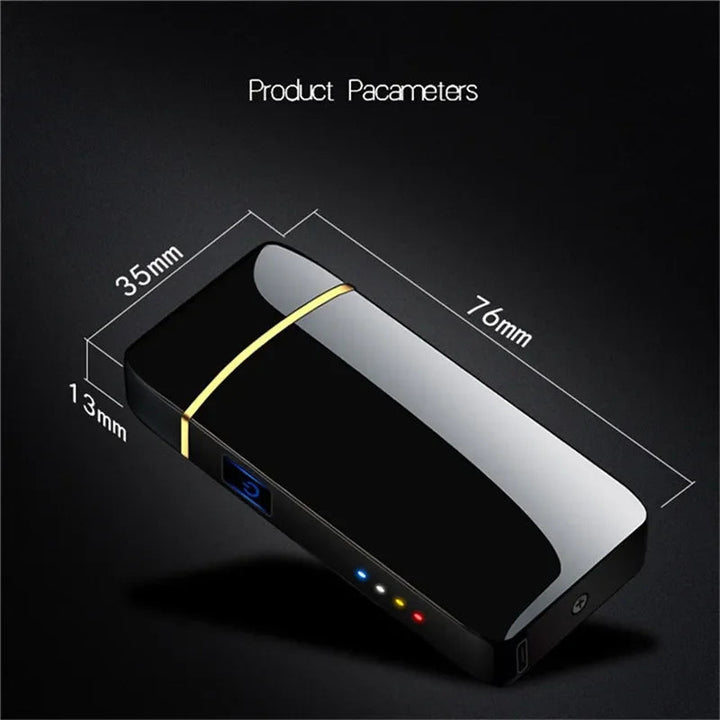 Svart plasmalighter, USB-lader, moderne design, perfekt for hjemme eller utendørs.