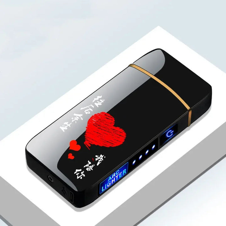 Vindtett plasmalighter, USB-lader, robust metall, unisex design for praktisk bruk.