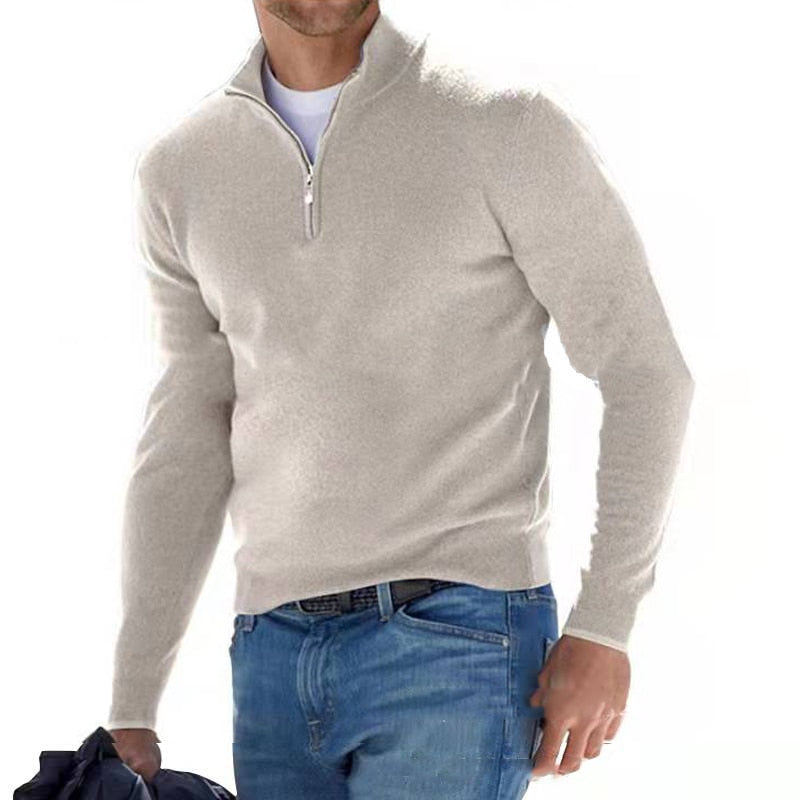 Stilig herregenser med glidelås og lange ermer. Allsidig til vår og høst, perfekt for casual look.