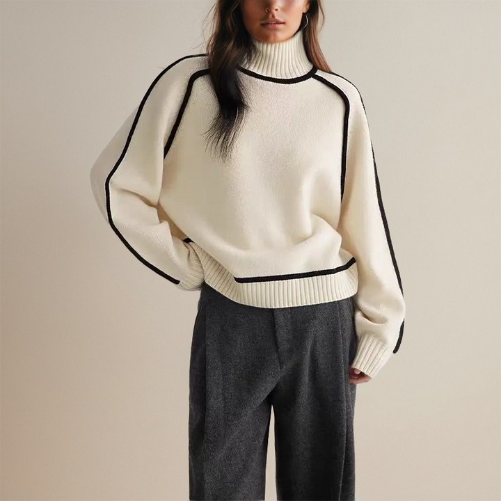 Luksuriøs damegenser i myk 100% kasjmir med turtleneck. Perfekt for casual og elegante antrekk.