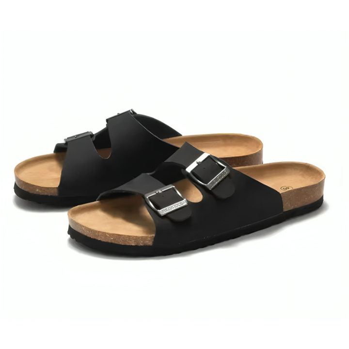 Allsidige flerfargede sandaler med doble justerbare stropper, perfekt for reise og avslappede dager.