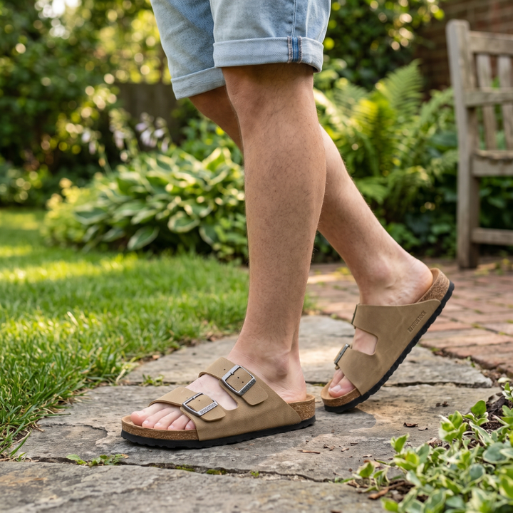 Klassiske unisex sandaler for strand og reise, med dempet fotseng og stilige doble stropper.