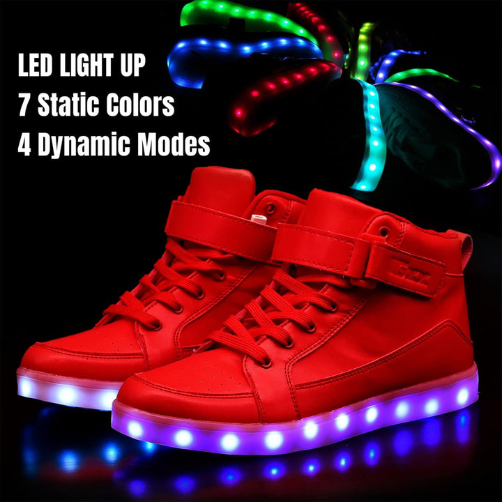 Komfortable, oppladbare LED sneakers for unisex bruk, egnet som trendy hverdagssko.