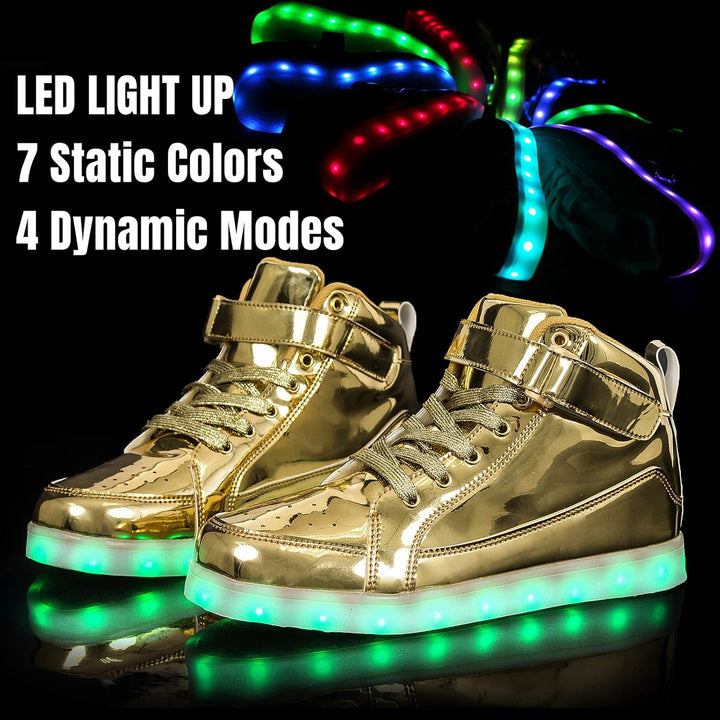 Unisex LED sneakers som skinner sterkt i mørket, ideelle for kveldsarrangementer.