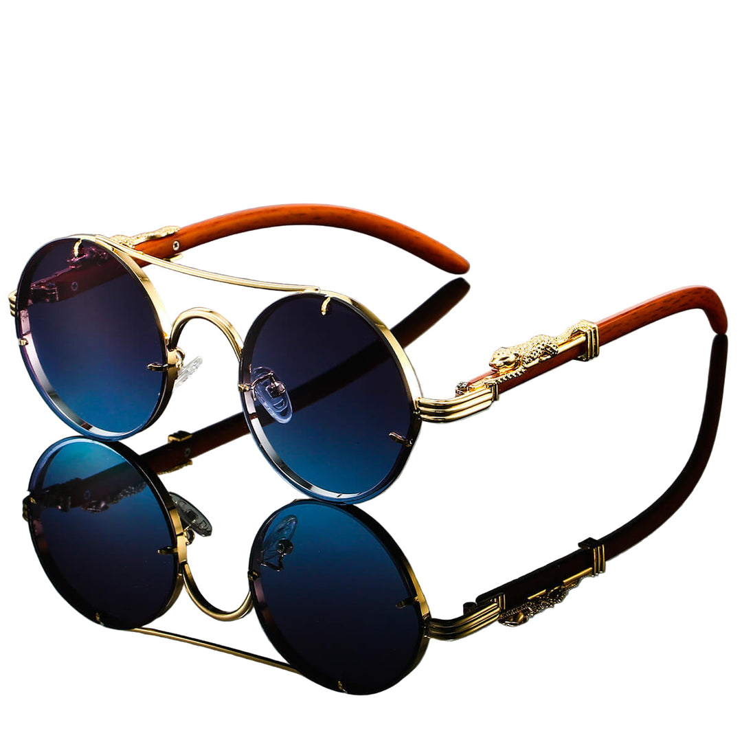 Unisex retro ovale solbriller med metallramme, perfekt for sommer og festival. Gir UV-beskyttelse.