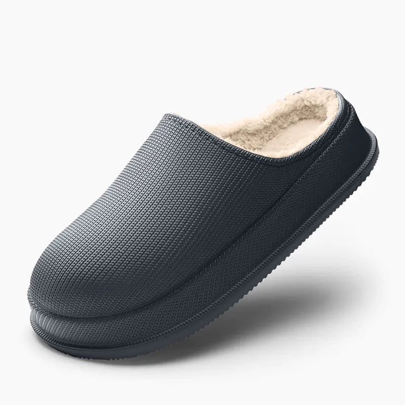 Enkelt par komfortable unisex ulltøfler, dempet for ekstra støtte og langvarig bruk.