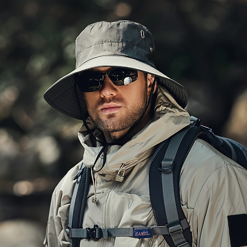 Sammenleggbar unisex solhatt med bred kant, perfekt for strand, tur og camping. Gir effektiv UV-beskyttelse.